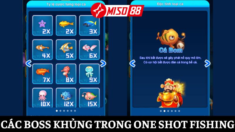 Đa dạng các boss khủng trong One shot Fishing Miso88