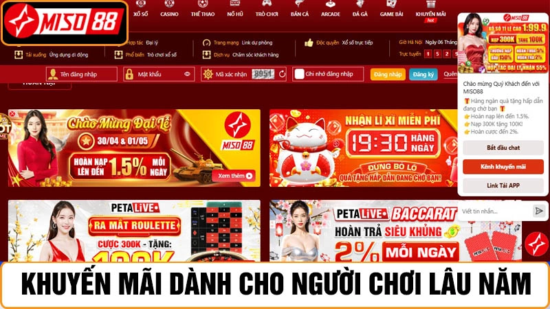 Khuyến mãi các sảnh cá cược tại Miso88